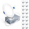 imageEnsenior 16 Pack 6 Inch LED Recessed Ceiling Light 3500K Neutral White 1050LM 12W 120V High Brightness Canless Wafer Downlight Dimmable  ETLampFCCampIC4000k  Cool White