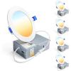 imageEnsenior 4 Pack 8 Inch LED Recessed Light Dimmable 2700K5000K 5CCT 1600LM High Brightness 18W 120V Damp Rated UltraThin Canless Wafer Light  ETL amp FCC amp IC6000k5000k4000k3500k3000k2700k  6cct white