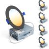 imageEnsenior 4 Pack 8 Inch LED Recessed Light Dimmable 2700K5000K 5CCT 1600LM High Brightness 18W 120V Damp Rated UltraThin Canless Wafer Light  ETL amp FCC amp IC5000k4000k3500k3000k2700k  5cct Black
