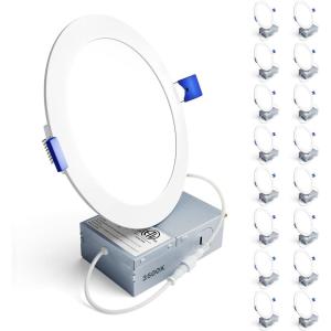 imageEnsenior 16 Pack 6 Inch LED Recessed Ceiling Light 3500K Neutral White 1050LM 12W 120V High Brightness Canless Wafer Downlight Dimmable  ETLampFCCampIC3500k  Neutral White Light