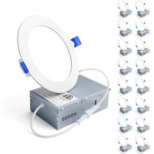 imageEnsenior 16 Pack 6 Inch LED Recessed Ceiling Light 3500K Neutral White 1050LM 12W 120V High Brightness Canless Wafer Downlight Dimmable  ETLampFCCampIC6000k  Clear White
