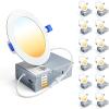 imageEnsenior 12 Pack 7 Inch LED Recessed Ceiling Light Dimmable 2700K5000K 5CCT 1300LM 15W 120V High Brightness Canless Wafer Downligh2700k3000k3500k4000k5000k  5cct White