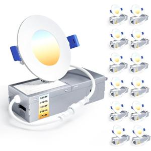 imageEnsenior 12 Pack 7 Inch LED Recessed Ceiling Light Dimmable 2700K5000K 5CCT 1300LM 15W 120V High Brightness Canless Wafer Downligh2700k3000k3500k4000k5000k  5cct White