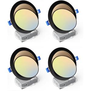 imageEnsenior 4 Pack 4 inch 5CCT LED Gimbal Led Recessed Light with Junction Box 36090 Adjustable Directional Lighting Dimmable CRI90 2700K3000K3500K4000K5000K 900LM 10W85WETLampFCC BlackBlack6 Inch