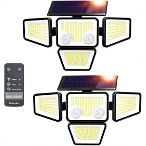 image:imageUpgrade Solar Lights Outdoor 3000LM Motion Sensor Outdoor Light with Dual Sensors 279 LED 4 Heads Security Solar Flood Lights 4 Modes with Memory Function IP65 Waterproof for Yard Garage Fence 2P2 Pack