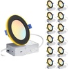image:imageEnsenior 48 Pack 4 Inch LED Recessed Ceiling Light with Night Light Dimmable 2700K5000K 5CCT 750LM 9W 120V High Brightness Canless Wafer Downlight  ETLampFCCampICBlack4 Inch