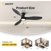 image:imageEnsenior 52 Inch Flush Mount Ceiling Fan with Light and Remote Black Low Profile Ceiling Fans with Lights for Bedroom Living Room 3 ABS Blades Modern Quiet Reversible DC Motor 3CCT 6 SpeedsBlack