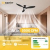 image:imageEnsenior 52 Inch Flush Mount Ceiling Fan with Light and Remote Black Low Profile Ceiling Fans with Lights for Bedroom Living Room 3 ABS Blades Modern Quiet Reversible DC Motor 3CCT 6 SpeedsBlack