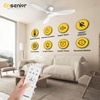 image:imageEnsenior 52 Inch Flush Mount Ceiling Fan with Light and Remote Black Low Profile Ceiling Fans with Lights for Bedroom Living Room 3 ABS Blades Modern Quiet Reversible DC Motor 3CCT 6 SpeedsWhite