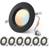 image:imageEnsenior 56 Inch 5CCT LED Can Lights 12 Pack Retrofit Led Recessed Lighting Baffle Trim Dimmable 9W110W 1000LM 2700K3000K3500K4000K5000K Selectable IC Rated Black  ETL amp FCC6 Pack