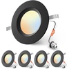 image:imageEnsenior 56 Inch 5CCT LED Can Lights 12 Pack Retrofit Led Recessed Lighting Baffle Trim Dimmable 9W110W 1000LM 2700K3000K3500K4000K5000K Selectable IC Rated Black  ETL amp FCC4 Pack
