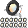 image:imageEnsenior 56 Inch 5CCT LED Can Lights 12 Pack Retrofit Led Recessed Lighting Baffle Trim Dimmable 9W110W 1000LM 2700K3000K3500K4000K5000K Selectable IC Rated Black  ETL amp FCC12 Pack