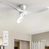 image:imageEnsenior 52 Inch Flush Mount Ceiling Fan with Light and Remote Black Low Profile Ceiling Fans with Lights for Bedroom Living Room 3 ABS Blades Modern Quiet Reversible DC Motor 3CCT 6 SpeedsWhite