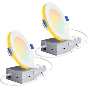 image:imageEnsenior 48 Pack 4 Inch LED Recessed Ceiling Light with Night Light Dimmable 2700K5000K 5CCT 750LM 9W 120V High Brightness Canless Wafer Downlight  ETLampFCCampICWhite4 Inch