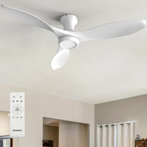 image:imageEnsenior 52 Inch Flush Mount Ceiling Fan with Light and Remote Black Low Profile Ceiling Fans with Lights for Bedroom Living Room 3 ABS Blades Modern Quiet Reversible DC Motor 3CCT 6 SpeedsWhite