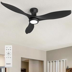 image:imageEnsenior 52 Inch Flush Mount Ceiling Fan with Light and Remote Black Low Profile Ceiling Fans with Lights for Bedroom Living Room 3 ABS Blades Modern Quiet Reversible DC Motor 3CCT 6 SpeedsBlack