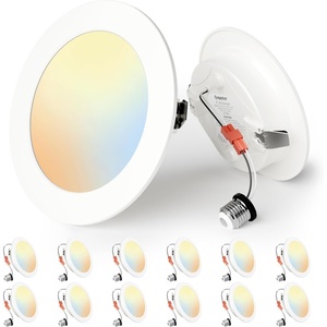 image:imageEnsenior 56 Inch 5CCT LED Can Lights 12 Pack Retrofit Led Recessed Lighting Baffle Trim Dimmable 9W110W 1000LM 2700K3000K3500K4000K5000K Selectable IC Rated Black  ETL amp FCC12 Pack