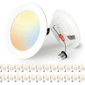 image:imageEnsenior 56 Inch 5CCT LED Can Lights 12 Pack Retrofit Led Recessed Lighting Baffle Trim Dimmable 9W110W 1000LM 2700K3000K3500K4000K5000K Selectable IC Rated Black  ETL amp FCC24 Pack