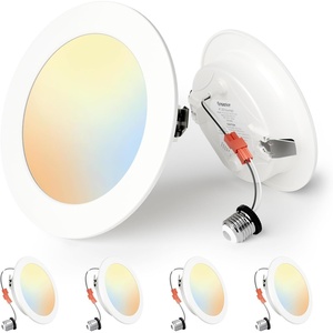 image:imageEnsenior 56 Inch 5CCT LED Can Lights 12 Pack Retrofit Led Recessed Lighting Baffle Trim Dimmable 9W110W 1000LM 2700K3000K3500K4000K5000K Selectable IC Rated Black  ETL amp FCC4 Pack