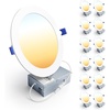 image:imageEnsenior 6 Pack 7 Inch LED Recessed Ceiling Light 5CCT 1200LM 12W 120V  2700K5000K Selectable 5100 Dimmable UltraThin Canless Wafer Downlight Aluminum Damp Rated ETLampFCCampIC12 Pack  7 Inch