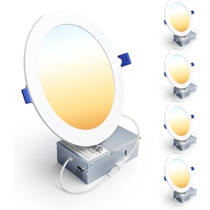 image:imageEnsenior 6 Pack 7 Inch LED Recessed Ceiling Light 5CCT 1200LM 12W 120V  2700K5000K Selectable 5100 Dimmable UltraThin Canless Wafer Downlight Aluminum Damp Rated ETLampFCCampIC4 Pack  7 Inch