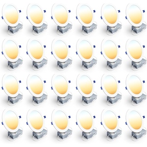 image:imageEnsenior 6 Pack 7 Inch LED Recessed Ceiling Light 5CCT 1200LM 12W 120V  2700K5000K Selectable 5100 Dimmable UltraThin Canless Wafer Downlight Aluminum Damp Rated ETLampFCCampIC24 Pack  7 Inch
