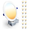 image:imageEnsenior 16 Pack 3 Inch LED Recessed Ceiling Light Dimmable 2700K5000K 5CCT 500LM 6W 120V High Brightness Canless Wafer Downlight  ETLampFCCampIC5000k4000k3500k3000k2700k  5cct White