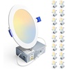 image:imageEnsenior 16 Pack 3 Inch LED Recessed Ceiling Light Dimmable 2700K5000K 5CCT 500LM 6W 120V High Brightness Canless Wafer Downlight  ETLampFCCampIC5000k4000k3000k  3cct White