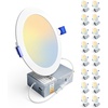 image:imageEnsenior 16 Pack 3 Inch LED Recessed Ceiling Light Dimmable 2700K5000K 5CCT 500LM 6W 120V High Brightness Canless Wafer Downlight  ETLampFCCampIC5000k4000k3500k3000k2700k  5cct White