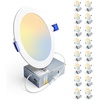 image:imageEnsenior 16 Pack 3 Inch LED Recessed Ceiling Light Dimmable 2700K5000K 5CCT 500LM 6W 120V High Brightness Canless Wafer Downlight  ETLampFCCampIC6000k5000k4000k3500k3000k2700k  6cct White