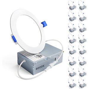 image:imageEnsenior 16 Pack 3 Inch LED Recessed Ceiling Light Dimmable 2700K5000K 5CCT 500LM 6W 120V High Brightness Canless Wafer Downlight  ETLampFCCampIC6000k  White