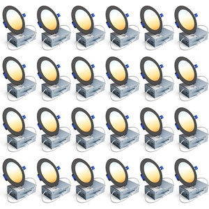 image:imageEnsenior 24 Pack 7 Inch LED Recessed Ceiling Light 5CCT 1600LM 15W 120V5000k4000k3500k3000k2700k  5cct Black